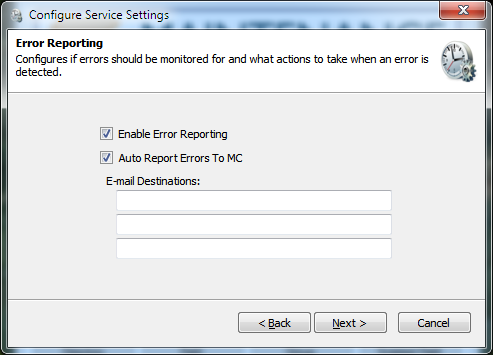 Error Reporting Screen